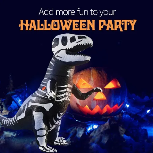 Vista 5 de vlionzebra Disfraz inflable de dinosaurio para Halloween, para adultos y niños