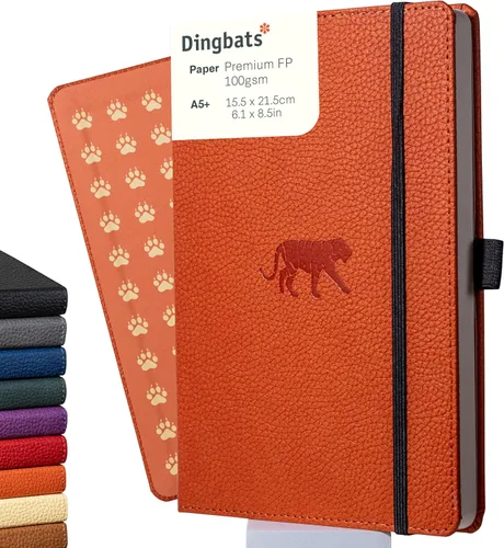 Vista 19 de Dingbats* Cuaderno de Escritura con Líneas de Vida Silvestre A5 - Tapa Dura de Cuero Vegano - Ideal para Trabajo, Viajes - Bolsillo, Cierre Elástico