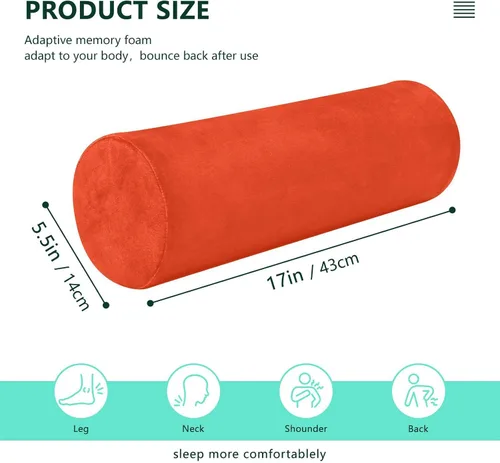 Vista 3 de Almohada cervical naranja brillante para el cuello cervical con funda extraíble lavable almohada de espuma viscoelástica para dormir almohada