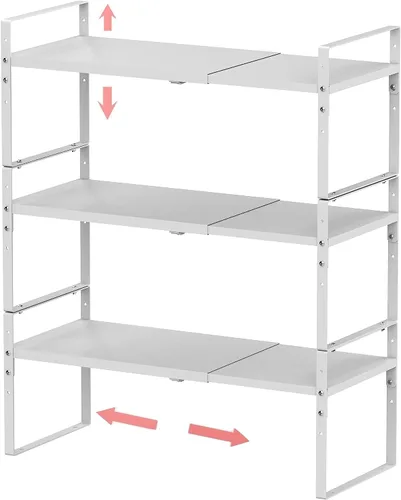 Vista 13 de Jojocross Estante organizador de especias apilable expandible en gabinetes, estantes de cocina, armario, organización, estantes apilables, despensa