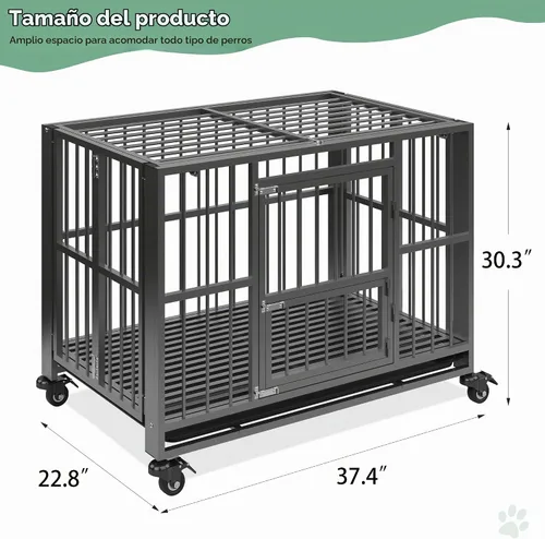 Vista 2 de Jaula para Perros Resistente de BETISEF, Jaula Grande para Perros Indestructible con Prueba de Fuga, Caseta para Perros de Alta Ansiedad