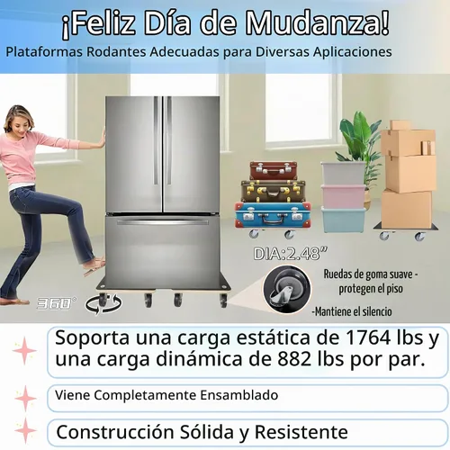 Vista 2 de Carrito Móvil para Muebles Plataforma de Madera 2 Paquetes, 17.32 x 9.06 pulgadas, Capacidad de 882 libras Carritos de Madera Resistentes