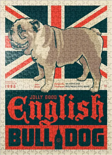 Vista 7 de MyPuzzle Bulldog inglés, póster vintage, rompecabezas de 100 piezas para adultos