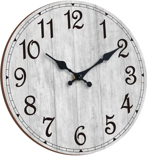 Vista 11 de Reloj de pared de 8 pulgadas, reloj analógico silencioso con pilas A-azul Blanco Marrón