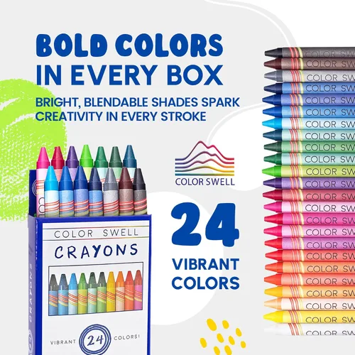 Vista 6 de Color Swell Paquete de 24 crayones – no tóxicos, ideales para niños, estudiantes, adultos y actividades en el aula