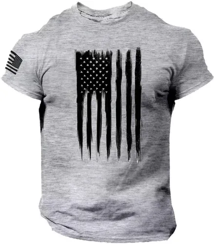 Vista 32 de Camisetas de verano para hombre, estilo casual, ajustado, manga corta, de algodón, patriótica, de Estados Unidos, con bandera americana, camiseta