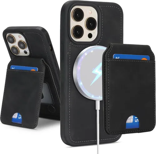 Vista 28 de Havaya Funda MagSafe compatible con iPhone 13 Pro Max con tarjetero - Funda magnética desmontable 2 en 1 - Ranuras para tarjetas de crédito de carga