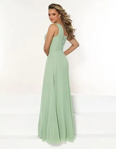 Vista 2 de TIRAS Vestidos de fiesta de sirena de satén 2024 para mujer, con hombros descubiertos, vestido de fiesta de graduación con abertura de cola CM266
