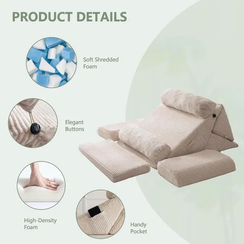 Vista 7 de HIGOGOGO Juego de 10 almohadas ortopédicas de cuña para cama, posicionadores corporales de espuma suave ajustables para recuperación después