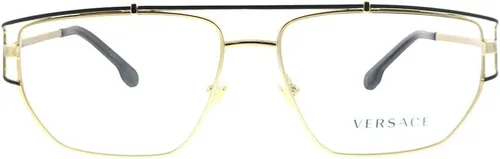Vista 2 de Versace VE 1257 1436 - Anteojos hexagonales metálicos dorados (2.165 in)