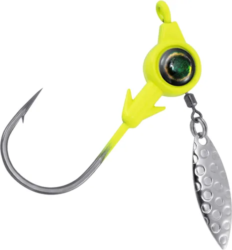Vista 11 de Dr.Fish Paquete de 10 jigs Underspin Jigs Heads 3D Eye Freshwater Swimbait Jig Freshwater Bass Walleye Fishing Mustad Hooks Sauce Blade 1/8oz