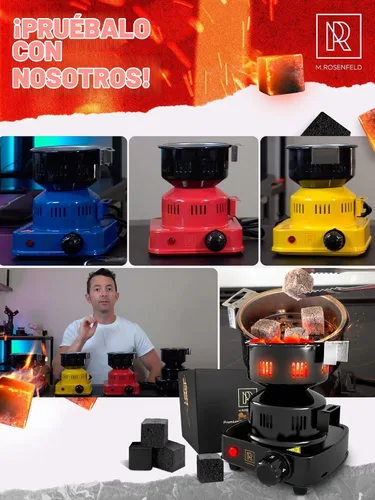 Vista 5 de Quemador de carbón – Encendedor Eléctrico de Carbón Multipropósito Aprobado Estufa Eléctrica – Encendedores de carbones de coco con pinzas