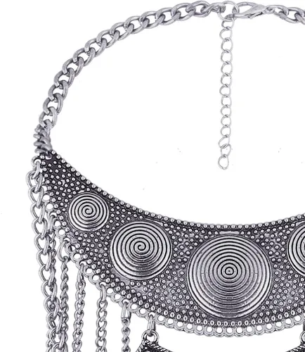 Vista 3 de YAZILIND Collar Collares Colgantes Vintage Maxi Gargantilla Declaración Collier Boho Mujer Joyería, Metal