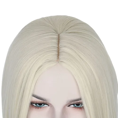 Vista 8 de M MISS U HAIR Missuhair - Peluca larga y lacia color rubio rojo y negro para mujer payaso Halloween cosplay