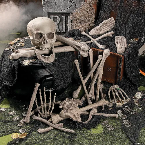 Vista 3 de Bolsa de huesos decoración de Halloween - 28 huesos más bolsa de malla - Scary Home Decor