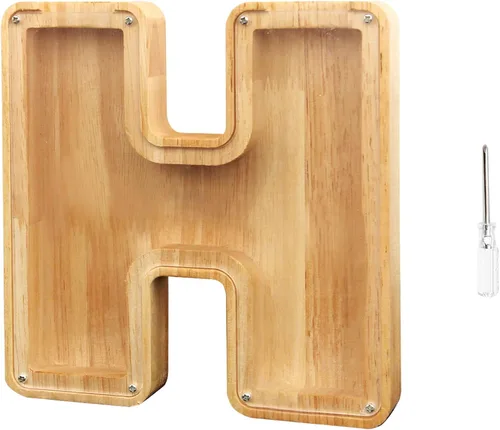 Vista 6 de TAONE Alcancía personalizada para niños, con grabado láser y letras de madera personalizadas