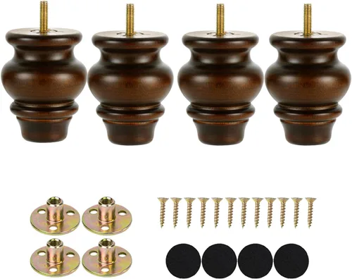 Vista 7 de Michanco Juego de 4 patas de madera para muebles de 3 pulgadas, patas de repuesto para sofá otomano