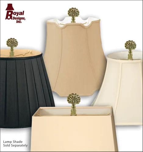 Vista 4 de Royal Designs, Inc. F-5018PB-2 Seashell Lamp Finial para la pantalla de la lámpara, latón pulido