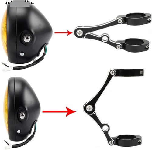 Vista 6 de BEUTEE Soporte de montaje para faros delanteros de motocicleta 1.457-1.614 in, 1.929 in, 2.126 in, soporte de tubo de horquilla negro compatible