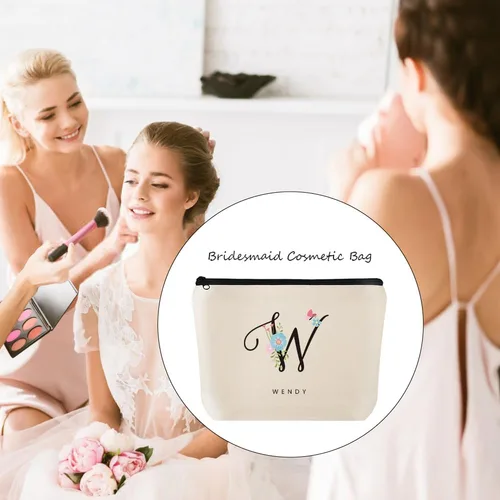 Vista 9 de Bolsa de maquillaje personalizada para regalos de damas de honor, regalos de boda para dama de honor, matrona de honor, regalo personalizado