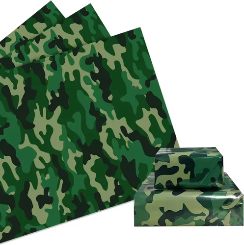 Vista 2 de Rollo de papel de estraza prémium de camuflaje para regalo (camuflaje azul)
