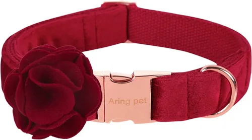 Vista 22 de ARING PET Collar de perro con corbatín, collares de terciopelo para perros con corbatín extraíble, collar de lazo ajustable para perros hembras