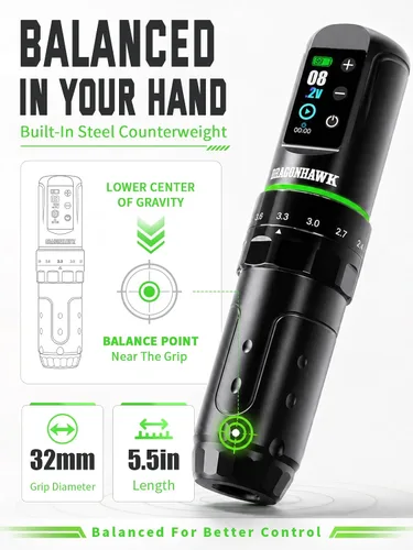 Vista 3 de Dragonhawk Kit de máquina de tatuaje inalámbrico L3 con impresora térmica Juego completo de iniciación para principiantes y artistas, 7 tiempos