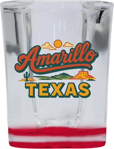Vista 5 de Amarillo Texas Typographic Design Souvenir 2 oz Square Shot Glass Blue Base