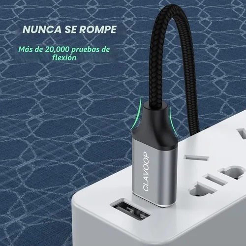 Vista 5 de Cable de extensión USB corto de 6 pulgadas, cable extensor USB A 3.0 macho a hembra trenzado compatible con unidad flash, impresora, cámara, ratón