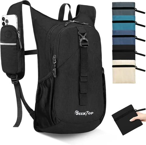 Vista 10 de Seektop - Mochila pequeña de 15L para senderismo para mujeres y hombres, mochila ligera y plegable para senderismo con bolsillo para teléfono