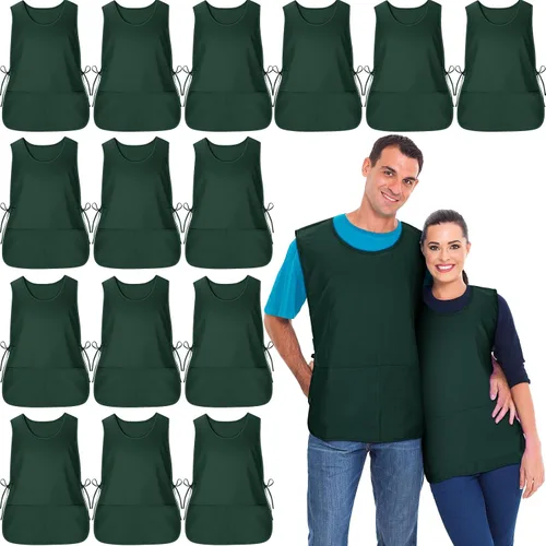 Vista 12 de Suhine delantal de zapatero con 2 bolsillos profundos y lazos laterales delantal unisex para trabajo en la cocina