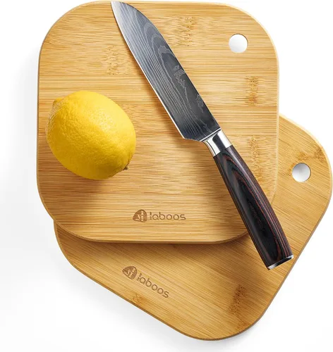 Vista 2 de Inicio Mini tabla de cortar pequeña tabla de cortar frutas tablero de madera de bambú sólido para dormitorio infantil bebé conjunto de 2