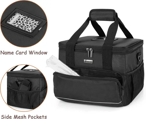 Vista 4 de Trunab Transportador de bebidas reutilizable de 6 tazas para entrega con separadores ajustables, asa con correa de transporte, bolsa aislada