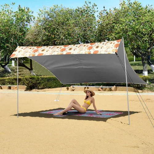 Vista 6 de Ramo de calabazas otoñales de girasol, tienda de campaña y toldo de playa de fácil instalación para viajes familiares, picnics y campamentos
