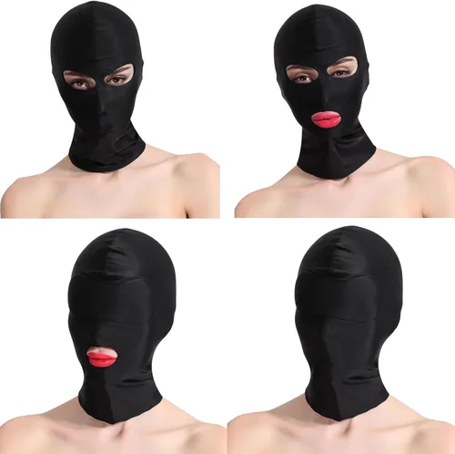 Vista 6 de Zentai - Máscara de capucha de elastano, elástica, transpirable, cobertura completa, ojos abiertos y máscara para la boca para hombre y mujer