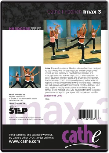 Vista 2 de Cathe Friedrich Imax - DVD de entrenamiento aeróbico de 3 pasos para mujeres, DVD avanzado de ejercicios cardiovasculares para ejercicios