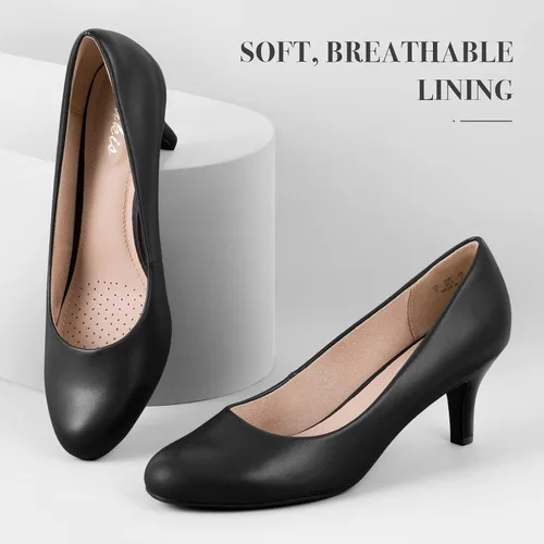 Vista 6 de Ankis - Zapatos de tacón bajo para mujer, color negro, nude, blanco, plateado, zapatos de vestir para el trabajo, oficina, boda, fiesta, graduación