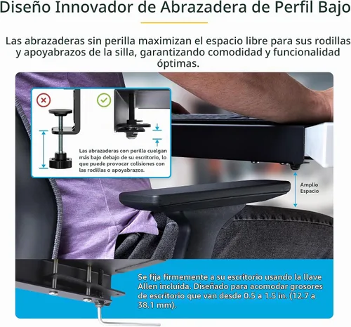 Vista 2 de StarTech Funda de esquina de escritorio de acero con abrazadera para escritorio en forma de L/esquina, para escritorios de 0.5-1.5 pulgadas