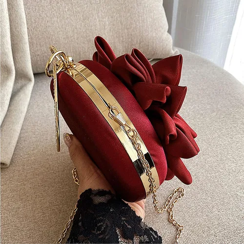 Vista 3 de Buddy - Bolso de mano de satén suave para mujer, con forma de rosa, para boda, fiesta