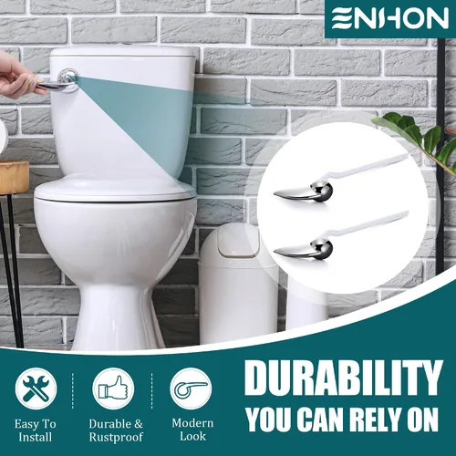 Vista 5 de Enhon Kit de repuesto universal de mango de inodoro compatible con el estándar americano 738995-0020A Champion4, piezas de manija de inodoro