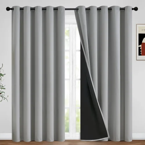 Vista 160 de Yakamok Cortinas negras, cortinas de ventana con aislamiento térmico y eficiencia energética para dormitorio, cortinas opacas completas y cortinas