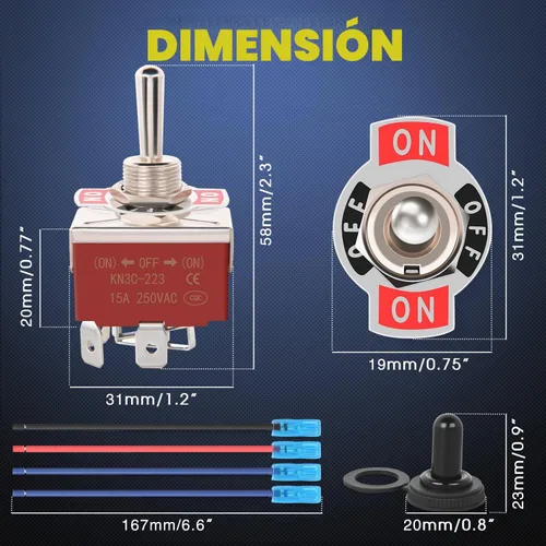 Vista 3 de Nilight Interruptor de Palanca de Polaridad Inversa de 4 Pines 2PCS Interruptores Basculantes Momentáneos de 12V 30A Encendido Apagado Encendido