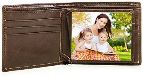 Vista 3 de Swanky Badger Cartera personalizada billetera plegable, ranura para identificación, ranuras para tarjetas, marrón (Brown circle), Bifold