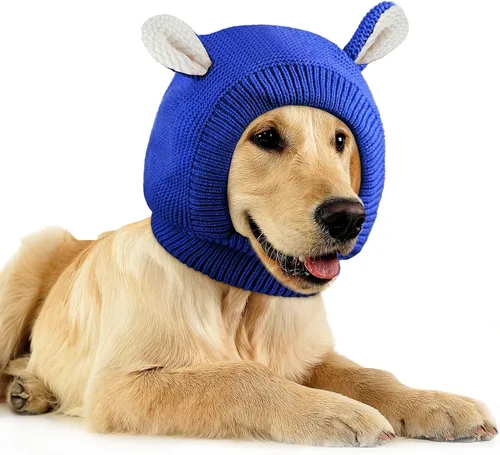 Vista 9 de Orejeras silenciosas para perros, cuello de 14.96 pulgadas, protectores auditivos para perros, protección contra ruido, gorro de punto envolvente