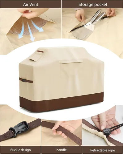 Vista 4 de Vailge Funda para parrilla al aire libre, cubierta impermeable de 48 pulgadas, cubierta de parrilla de gas resistente 600D, resistente a los rayos