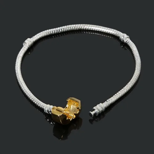 Vista 2 de RUBYCA 5 unids 8.7 "plata oro color broche cadena serpiente europea pulsera encanto encanto cuentas DIY, Cobre