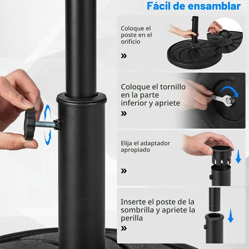 Vista 3 de Tangkula Base de sombrilla de 40 libras, sombrilla redonda resistente para exteriores, para mesa de 1.5 a 1.9 pulgadas, soporte de paraguas de Negro