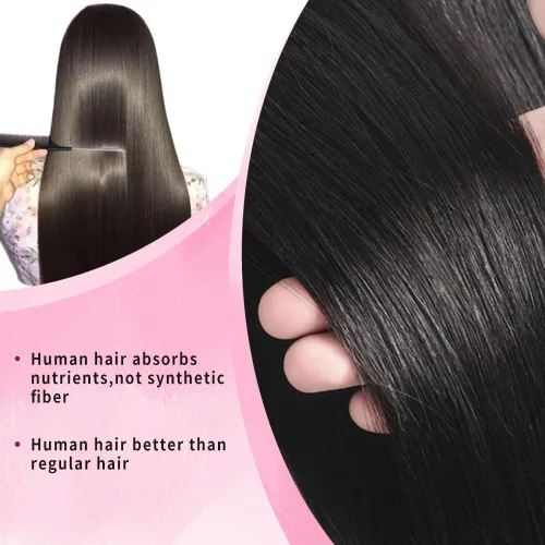 Vista 3 de Peluca de encaje frontal de 13 x 4 pulgadas, cabello humano lacio de 34 pulgadas, línea de cabello natural prearrancada, sin pegamento, densidad 180