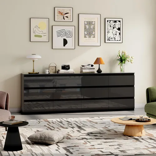 Vista 6 de Cómoda de 6 cajones para dormitorio, cómodas de madera de 47" de ancho, cómoda moderna con cajones para almacenamiento de ropa, organizador