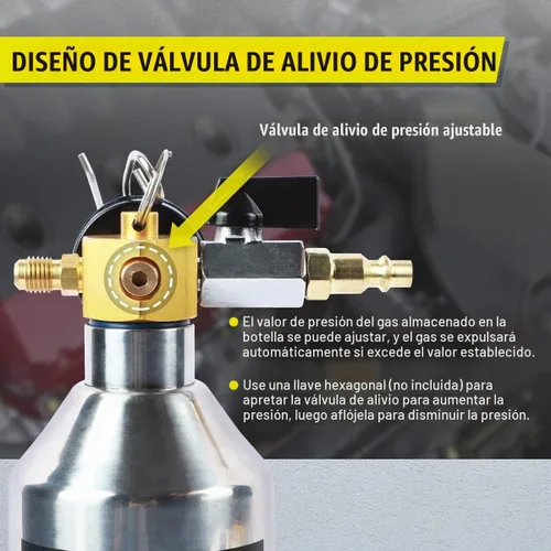 Vista 4 de Kit de Descarga de Aire Acondicionado CMTOOL, Herramienta de Descarga Automotriz y para el Hogar, Botella de Acero Inoxidable Espesado, Juego
